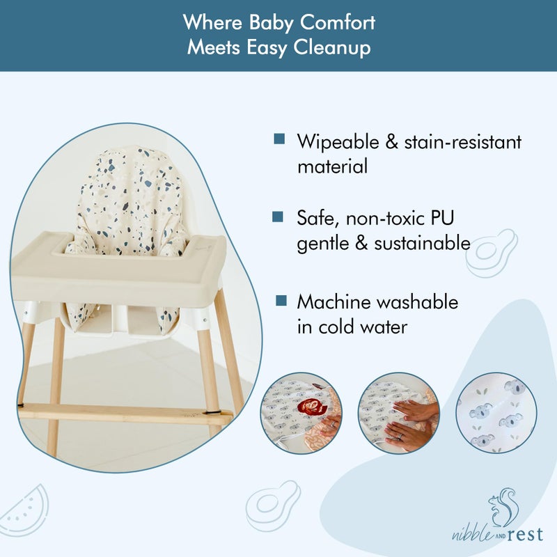 Nibble and Rest Highchair Cushion Cover for Inflatable Cushion, Compatible for IKEA Antilop Highchair,Accessories Stain-Proof and Wipeable Cover (Cushion NOT Included)(Earthyterrazzo) - Image 4